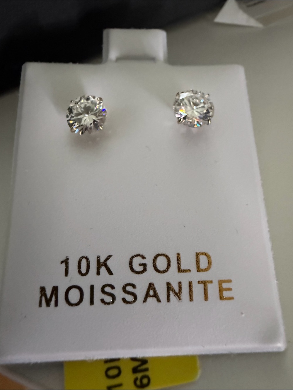 10K Gold Moissanite Round Stud Earrings